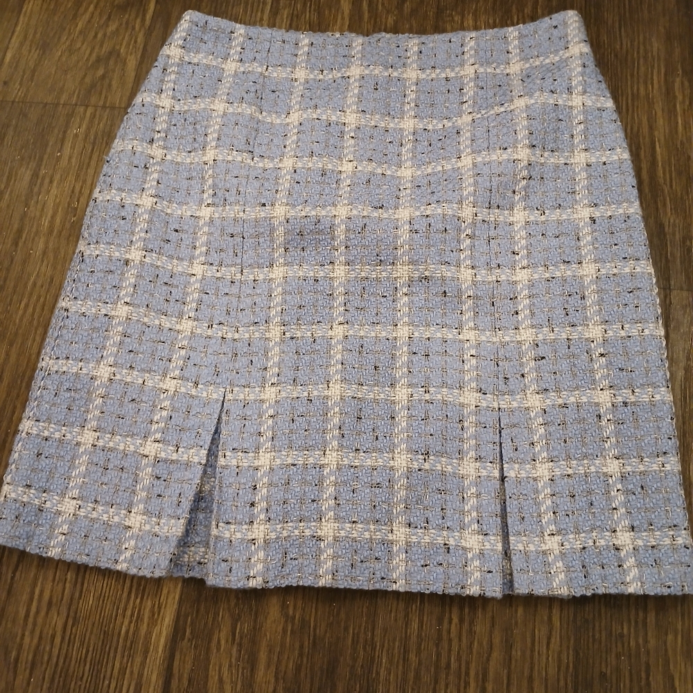 Requeriments  Midi Lenght Pencil Skirt Tweed Woven Sz 14 Light Blue White - Picture 11 of 12